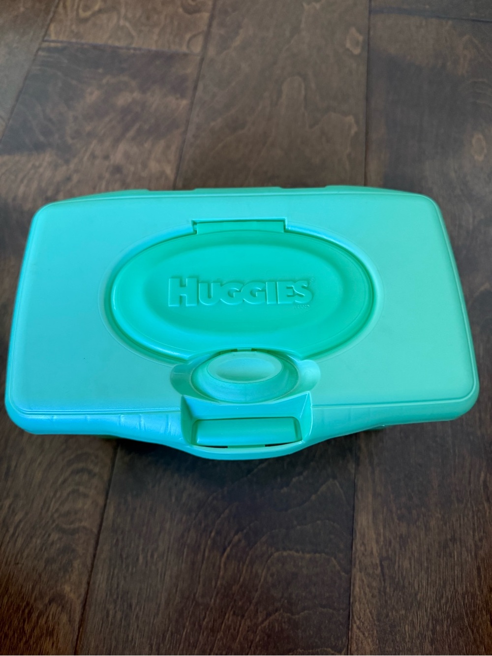 Vintage Huggies Large Green Empty Refillable Pop-Up Baby Wipes Container